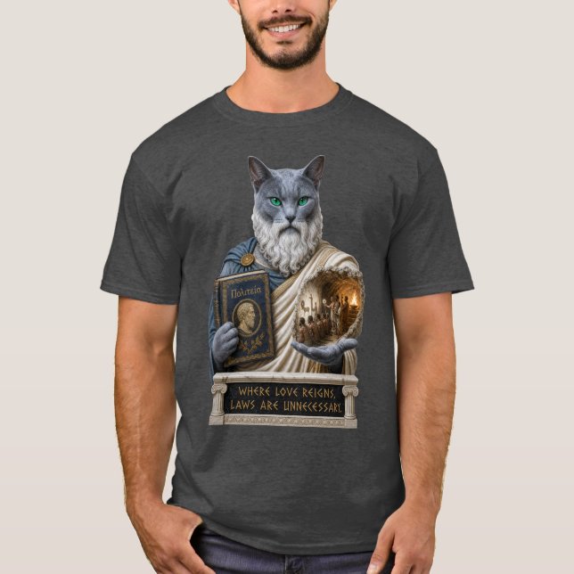 Camiseta Gato Azul Ruso Plato (Anverso)