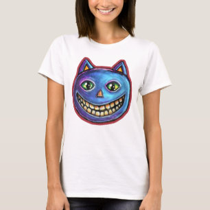 Camiseta Gato Azul Sonriente Vintage Halloweenies