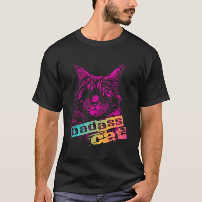 Camiseta Gato Badass con parche de ojos (Anverso)