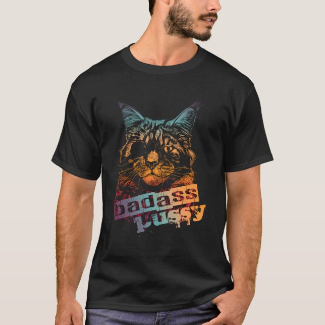 Camiseta Gato Badass con parche de ojos (Anverso)
