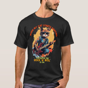 Camiseta Gato bailando Rock'n roll con Guitarra eléctrica p