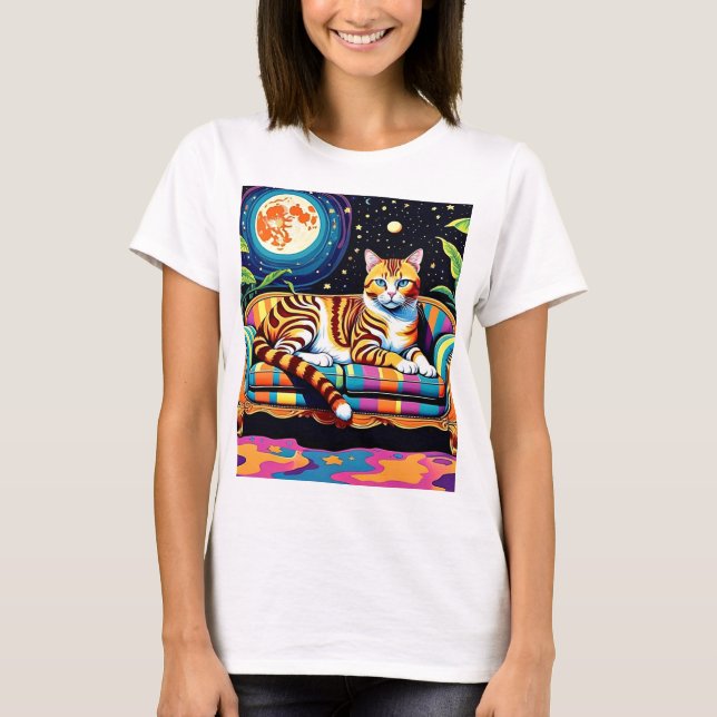 Camiseta Gato bajo las estrellas 2 (Anverso)
