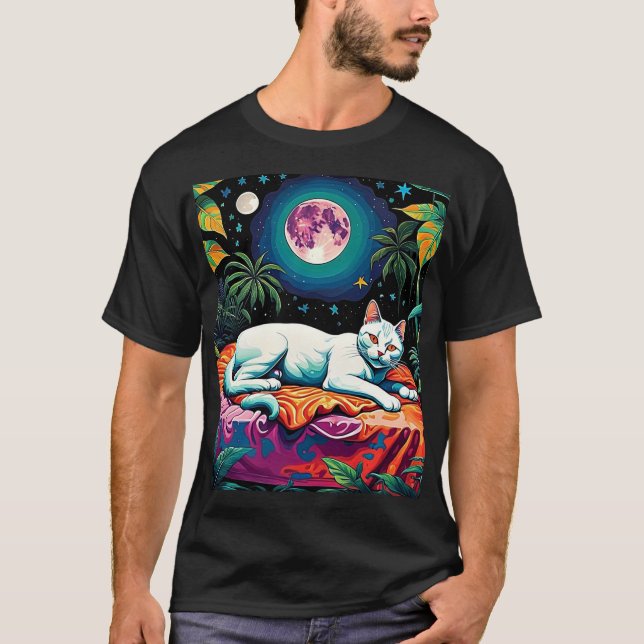 Camiseta Gato bajo las estrellas 3 (Anverso)