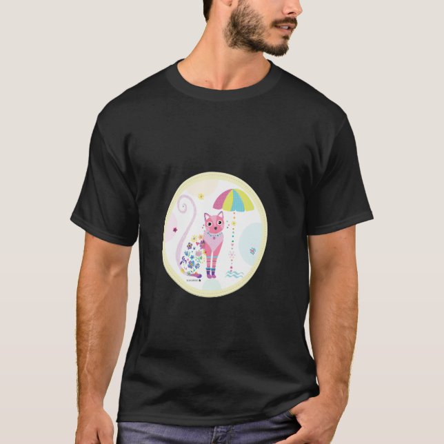Camiseta Gato bajo paraguas (Anverso)