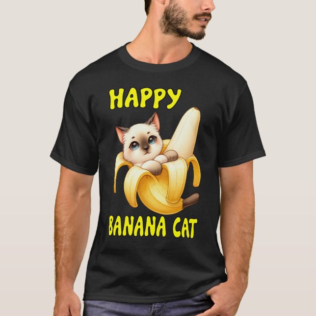 Camiseta Gato Bananero Feliz: Pelar la felicidad (Anverso)