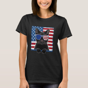 Camiseta Gato Bandera Americana Patriótica 4 de Julio Mujer
