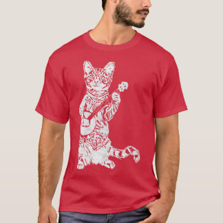 Camiseta Gato Banjo Gracioso Estilo Retro Amante del gato B