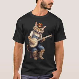 Camiseta Gato Banjo Gracioso Estilo Retro Amantes del Gato 