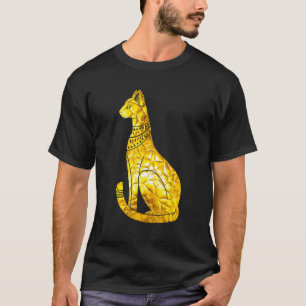 Camiseta Gato Bastet Egipcio Polígono Dorado Jeroglífico Ar