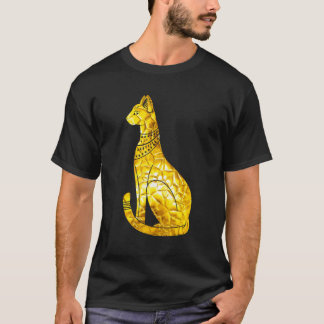 Camiseta Gato Bastet Egipcio Polígono Dorado Jeroglífico Ar