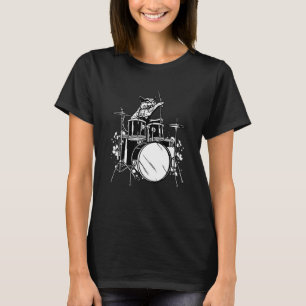 Camiseta Gato baterista tocando batería batería baterista t