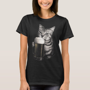 Camiseta Gato bebe cerveza divertido meme hombres mujeres c