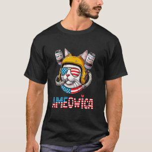 Camiseta Gato bebedor de cerveza Ameowica - Patriótico 4 de