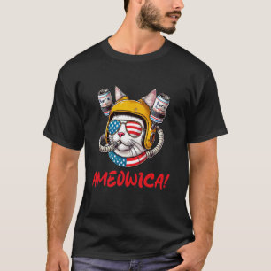 Camiseta Gato bebedor de cerveza Ameowica - Patriótico 4 de
