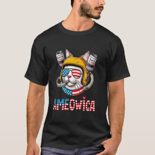 Camiseta Gato bebedor de cerveza Ameowica - Patriótico 4 de