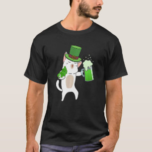 Camiseta Gato bebedor de cerveza trébol de la suerte hombre