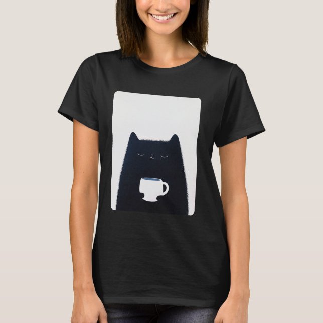 Camiseta Gato bebiendo café (Anverso)