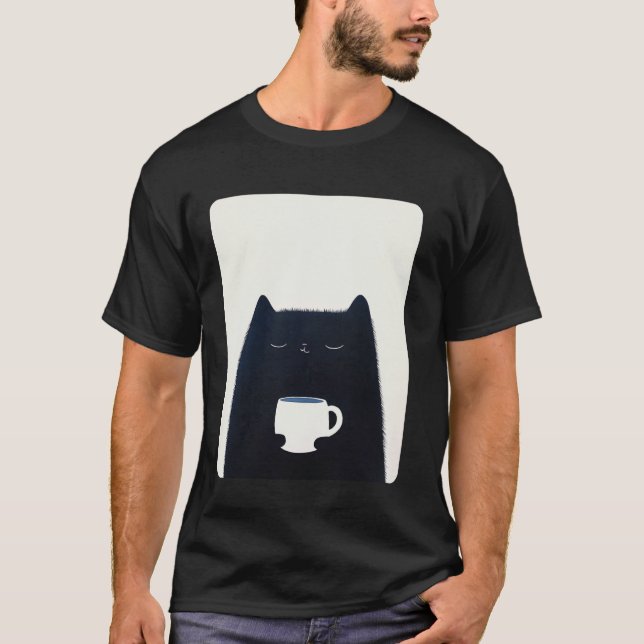 Camiseta Gato bebiendo café (Anverso)