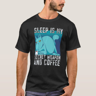 Camiseta Gato Bebiendo Café Cansado Necesito Café