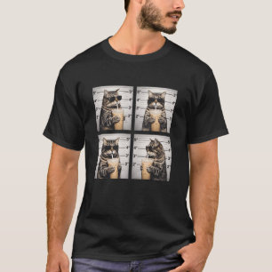 Camiseta Gato bebiendo café helado divertido Mugshot Meme d