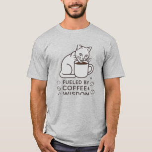 Camiseta Gato bebiendo café impulsado por café y sabiduría