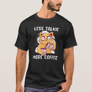 Camiseta Gato Bebiendo Café Menos Hablar Más Gatos de Café