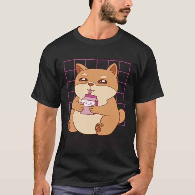 Camiseta Gato bebiendo Leche de Fresa (Anverso)