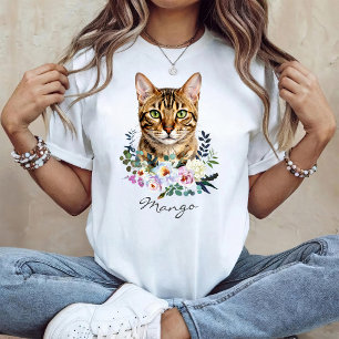 Camiseta Gato Bengal acuarela