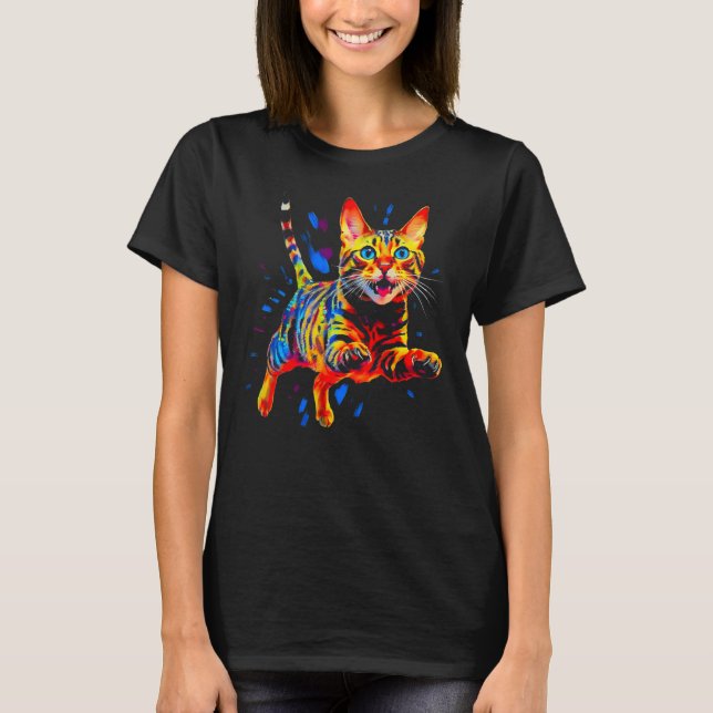 Camiseta Gato Bengal Colorido (Anverso)