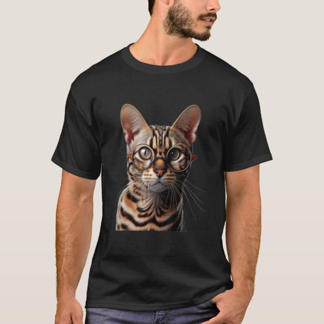 Camiseta Gato Bengal con Gafas (Anverso)