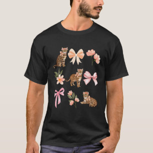 Camiseta Gato Bengal Coquette Toile Estampado Rosa Antiguo