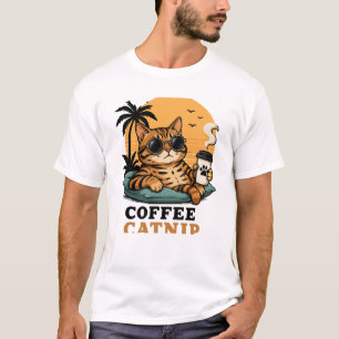 Camiseta Gato Bengal Genial Café y Catnip Retro Atardecer G