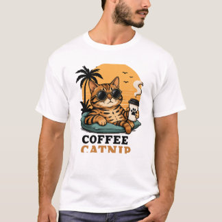 Camiseta Gato Bengal Genial Café y Catnip Retro Atardecer G