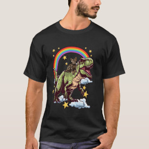 Camiseta Gato Bengal montando un dinosaurio Dino