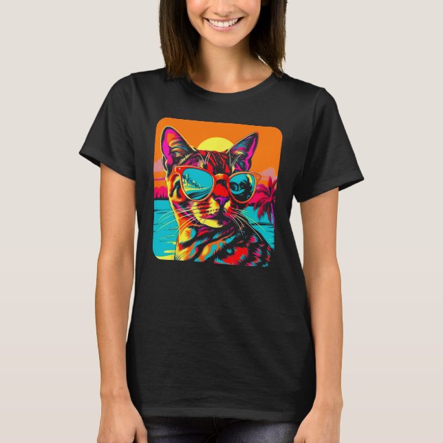 Camiseta Gato Bengal Playa Verano (Anverso)