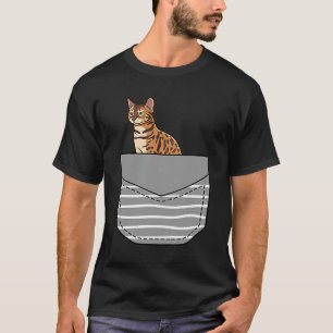 Camiseta Gato Bengal Sentado En Bolsillo
