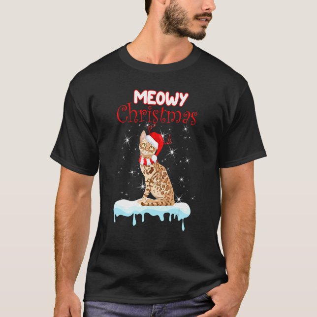Camiseta Gato Bengal sombrero de Santa Navidad (Anverso)