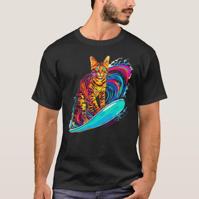 Camiseta Gato Bengal Surfista (Anverso)