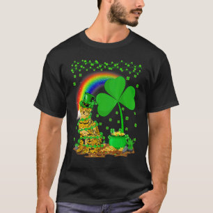 Camiseta Gato Bengal Trébol de la Suerte Arcoíris Gato Beng