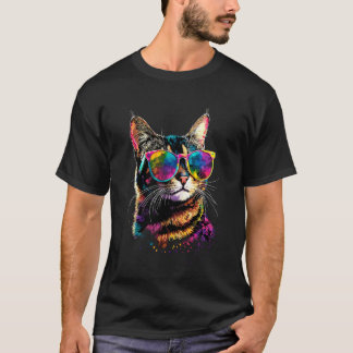 Camiseta Gato Bengalí con Gafas de Sol Leopardette Lindo Sa