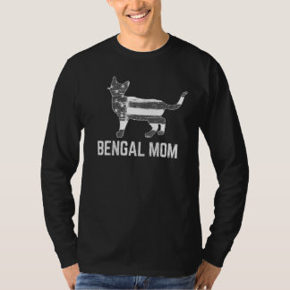 Camiseta Gato bengalí mamá retro vintage patriótico cuatro