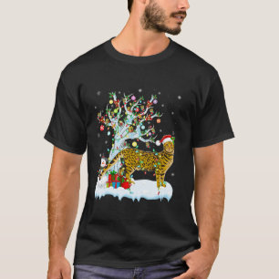 Camiseta Gato bengalí Navidad árbol de iluminación Santa Ha