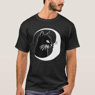 Camiseta Gato Besando Crescent Luna Cara Esoteric Wicca Ell