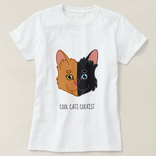 Camiseta Gato bicolor lindo de la quimera del naranja y del (Diseño del anverso)