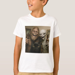 Camiseta Gato Bigfoot Alien Selfie BFF Foto Divertida Con O