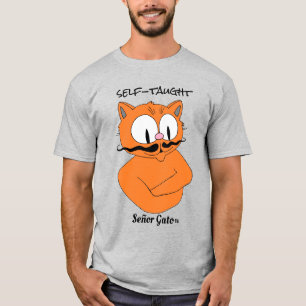 Camiseta Gato bigote de dibujos animados autodidacta