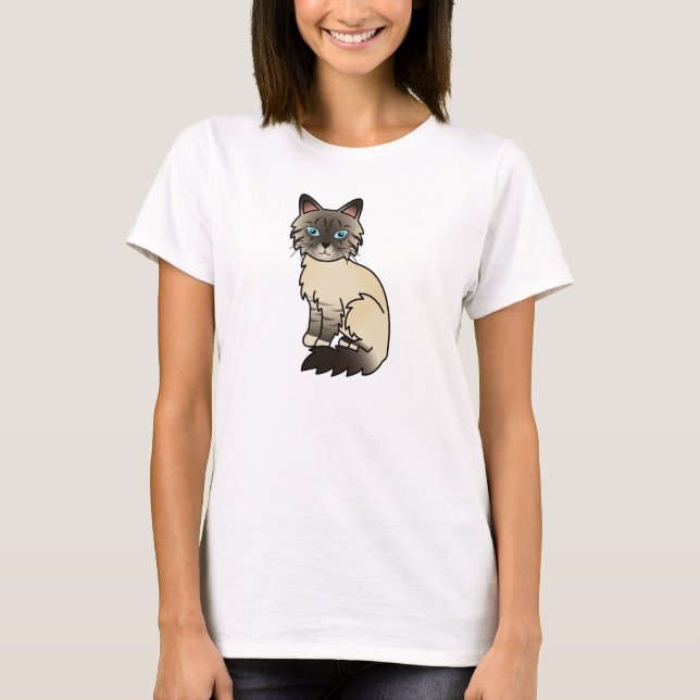 Camiseta Gato Birman / Ragdoll atigrado de punta de foca (Anverso)