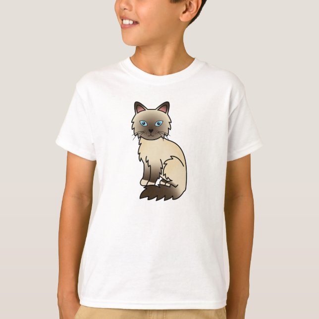 Camiseta Gato Birman / Ragdoll de punta de chocolate (Anverso)