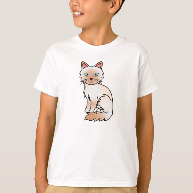 Camiseta Gato Birman / Ragdoll de punto rojo (Anverso)