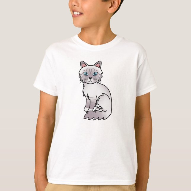 Camiseta Gato Birman / Ragdoll Tabby de Punta Lila (Anverso)